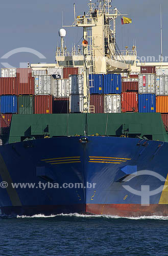  Cargo ship full of containers at Rio de Janeiro city - Rio de Janeiro state - Brazil 