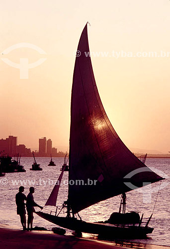  Silhouette of fishermen with 