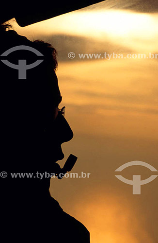  Silhouette of airplane pilot 