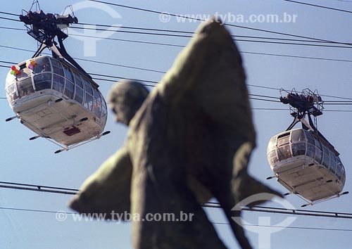  Subject: Statue with Sugar Loaf cable-cars Place: Rio de Janeiro city - Rio de Janeiro state Date:  
