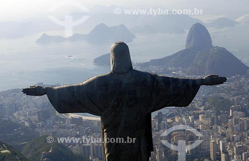  Subject: Christ the Redeemer with Botafogo bay on the backgorund Place: Rio de Janeiro city - Rio de Janeiro state Date: 17/06/2006 