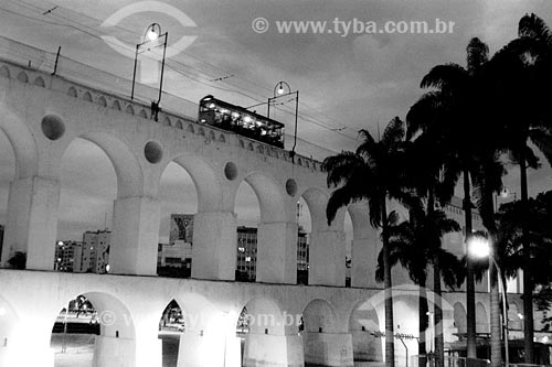 Subject: Cable-car on the Lapa Arches  / Place: Rio de Janeiro city - Rio de Janeiro state 