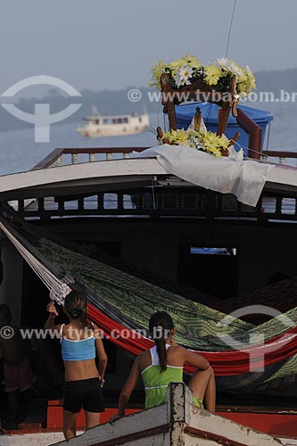  Subject: Boat with the image of Nossa Senhora de Nazare (Our Lady of Nazareth) / Place: Belem City - Para State - Brazil / Date: 10/13/2008 