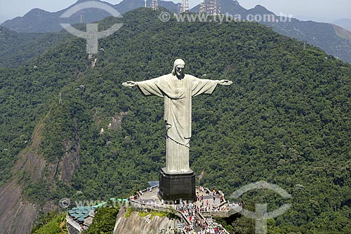  Subject: Aerial view of Christ the Redeemer on Corcovado mountain / Place: Rio de Janeiro city - Rio de Janeiro state - Brazil / Date: 01/11/2008 