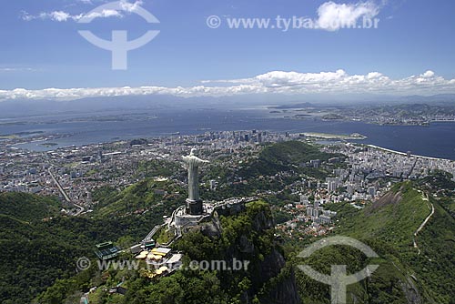  Subject: Aerial view of Christ the Redeemer on Corcovado mountain / Place: Rio de Janeiro city - Rio de Janeiro state - Brazil / Date: 01/11/2008 