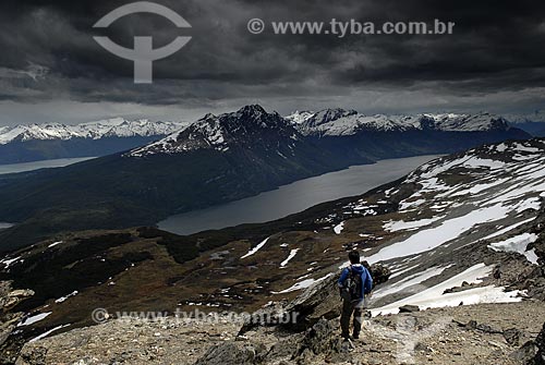  Subject: Top of Cerro Guanaco. Tierra del Fuego National Park. Lake Rocca below / Place: Ushuaia - Argentina / Date: 11/2008 