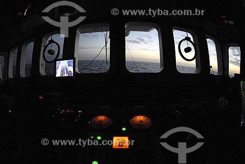  Subject: Ary Rongel oceanographical ship control room. Midnight sun in the background / Place: Drake Passage - Southern Hemisphere / Date: 11/2008 