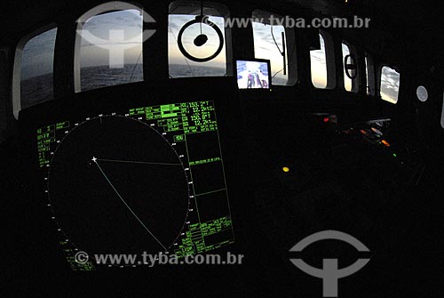  Subject: Ary Rongel oceanographical ship control room. Midnight sun in the background / Place: Drake Passage - Southern Hemisphere / Date: 11/2008 