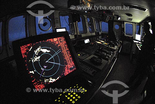  Subject: Ary Rongel oceanographical ship control room. Helmsman working / Place: Drake Passage - Southern Hemisphere / Date: 11/2008 