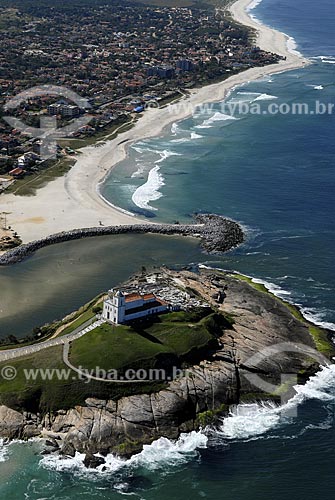  Subject: Aerial view of the Church of Our Lady of Nazareth / Place: Saquarema City - Rio de Janeiro State - Brazil / Date: June 2008 
