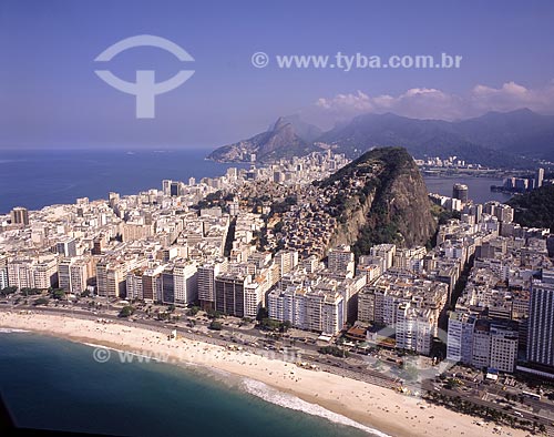  Subject: Aerial view of Copacabana beach and Morro do Cantagalo. Ipanema beach and Rodrigo de Freitas Lagoon in the background / Place: Copacabana - Rio de Janeiro city - Rio de Janeiro state - Brazil / Date: 2008  