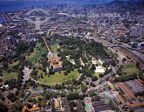  Subject: Aerial view of Sao Cristovao Palace, where its placed the National Museum, also known as Quinta da Boa Vista Museum / Place: Sao Cristovao - Rio de Janeiro city - Rio de Janeiro state - Brasil / Date: 2008 