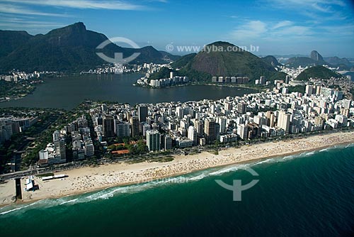  Subject: Aerial view of Ipanema beach with Lagoa Rodrigo de Freitas in the background / Place: Rio de Janeiro city - Rio de Janeiro state - Brazil / Date: October 2009 