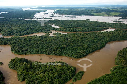  Subject: Aerial view of Rio Branco (White River) and Bem-Querer Waterfalls  / Place:  North of Caracarai City - Roraima State - Brazil  / Date: Janeiro de 2006 