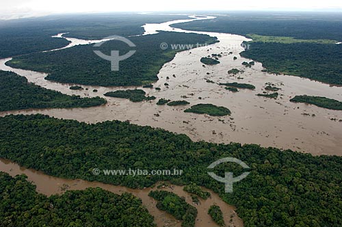  Subject: Aerial view of Rio Branco (White River) and Bem-Querer Waterfalls  / Place:  North of Caracarai City - Roraima State - Brazil  / Date: Janeiro de 2006 