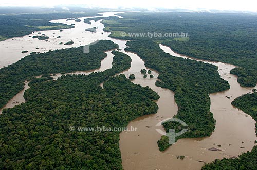  Subject: Aerial view of Rio Branco (White River) and Bem-Querer Waterfalls  / Place:  North of Caracarai City - Roraima State - Brazil  / Date: Janeiro de 2006 