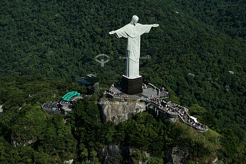 Subject: Aerial view of the Christ Redeemer  / Place:  Rio de Janeiro city - Brazil   / Date: 02/2011 