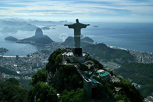  Subject: Aerial view of the Christ the Redeemer  / Place:  Rio de Janeiro city - Brazil   / Date: 02/2011 