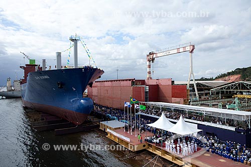  Subject: Baptism of cargo ship Jacarandá in the  EISA shipyard / Place: Rio de Janeiro city - Rio de Janeiro state (RJ) - Brazil / Date: 05/2010 