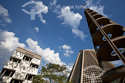  Sao Sebastiao do Rio de Janeiro Cathedral (Metropolitan Cathedral) with Petrobras Building in the background  - Rio de Janeiro city - Rio de Janeiro state (RJ) - Brazil