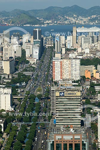  Subject: Aerial view of Presidente Vargas Avenue with Guanabara Bay in the background / Place: City center - Rio de Janeiro city - Rio de Janeiro state (RJ) - Brazil / Date: 12/2009 