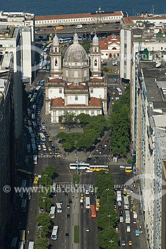  Subject: Aerial view of Nossa Senhora da Candelaria Church  / Place: City center - Rio de Janeiro city - Rio de Janeiro state (RJ) - Brazil / Date: 12/2009 