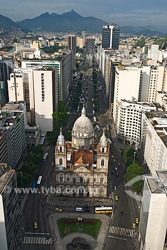 Subject: Aerial view of Nossa Senhora da Candelaria Church with Presidente Vargas Avenue in the background / Place: City center - Rio de Janeiro city - Rio de Janeiro state  (RJ) - Brazil / Date: 11/2009 