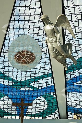  Subject: View from inside the Nossa Senhora da Aparecida Metropolitan Cathedral (Brasilia Cathedral) with the angels suspended / Place: Brasilia city -  Distrito Federal (Federal District) - Brazil / Date: 04/2010 