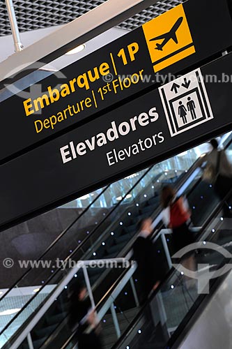  Subject: Plaque indicating embark and elevators for the Santos Dumont Airport / Place: Rio de Janeiro city - Rio de Janeiro state (RJ) - Brazil / Date: 10/2008 