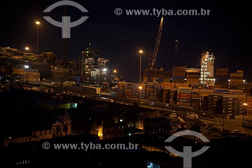  Subject: Night view of the port of Santos / Place: Santos city - Sao Paulo state (SP) - Brazil / Date: 08/2011  