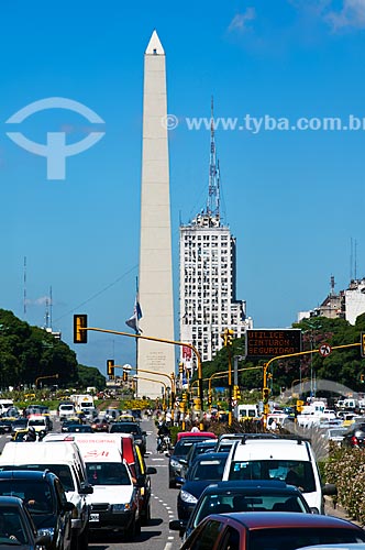  Subject: View of the 9 de Julio Avenue and of the Obelisk of Buenos Aires / Place: Buenos Aires city - Argentina - South America / Date: 03/2010 