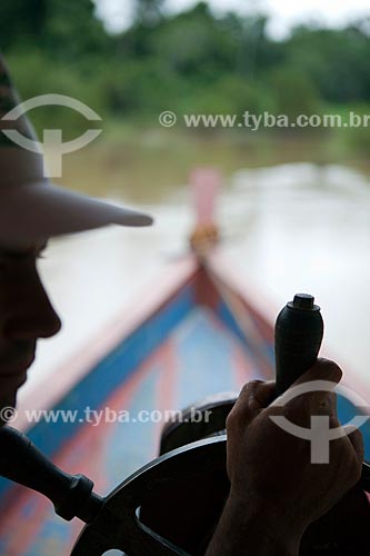  Subject: Batelao (kind of boat) on Caetes River - Boat for river transport / Place: Sena Madureira city - Acre state (AC) - Brazil / Date: 11/2011 