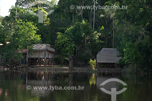  Subject: Houses on the edge of Cunia Lake - Lago Cunia Extractive Reserve / Place: Porto Velho city - Rondonia state (RO) - Brazil / Date: 05/2010 