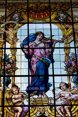  Subject: Stained glass of Female figure in Municipal Theater of Rio de Janeiro - Created by Feuerstein and Fugel / Place: Rio de Janeiro city - Rio de Janeiro state (RJ) - Brazil / Date: 02/2011 