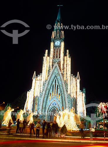  Subject: Night view of the Parish of Nossa Senhora de Lourdes / Place: Canela city - Rio Grande do Sul state (RS) - Brazil / Date: 12/2010 