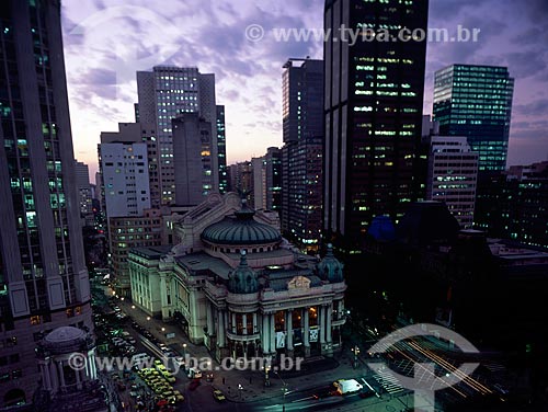 Subject: Night view of the Municipal Theater of Rio de Janeiro / Place: Rio de Janeiro city - Rio de Janeiro state (RJ) - Brazil / Date: 04/2009 