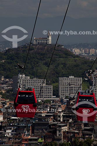  Subject: Cable car trams of Complexo do Alemao with Penha Church in the background / Place: Rio de Janeiro city - Rio de Janeiro state (RJ) - Brazil / Date: 02/2012 