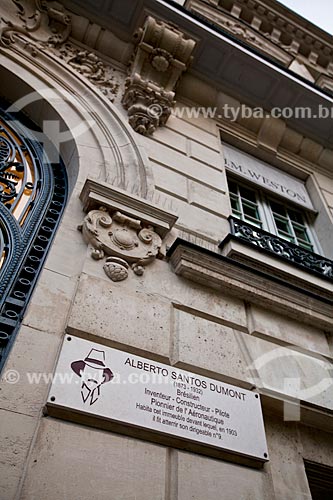  Facade of the house of Santos Dumont in Paris - Champs Elysees, 114  - Paris city - Paris department - France