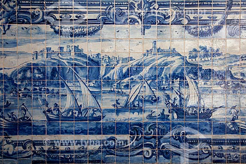  Subject: Portuguese tiles on cloister of the Third order of Sao Francisco Church / Place: Salvador city - Bahia state (BA) - Brazil / Date: 07/2012 
