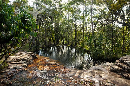  Subject: Natural pool formed by the Nossa Senhora do Rosario waterfall / Place: Pirenopolis city - Goias state (GO) - Brazil / Date: 05/2012 