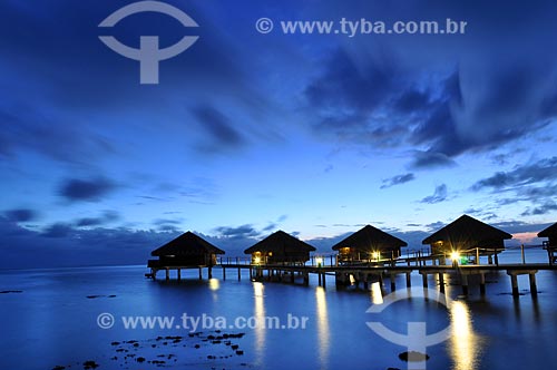  Subject: Lights on the bungalows of a resort / Place: Bora Bora Island - French Polynesia - Oceania / Date: 10/2012 