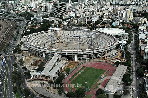  Reform Journalist Mario Filho Stadium also known as Maracana - for the World Cup 2014 - Athletics stadium Celio de Barros on the right and train station Maracana on the left  - Rio de Janeiro city - Rio de Janeiro state (RJ) - Brazil