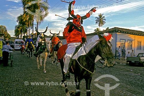  Subject: Horsemen masked during the Festa do Divino / Place: Pirenopolis city - Goias state (GO) - Brazil / Date: 2000 