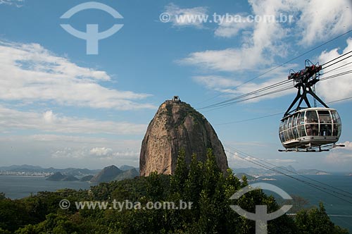  Subject: View from Sugar Loaf Mountain with tourists inside of cable car / Place: Rio de Janeiro city - Rio de Janeiro state (RJ) - Brazil / Date: 06/2009 