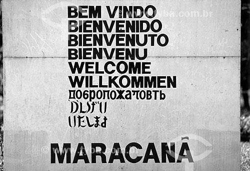  Subject: Plate of Welcome at Journalist Mario Filho Stadium - also known as Maracana / Place: Maracana neighborhood - Rio de Janeiro city - Rio de Janeiro state (RJ) - Brazil / Date: Década de 80 