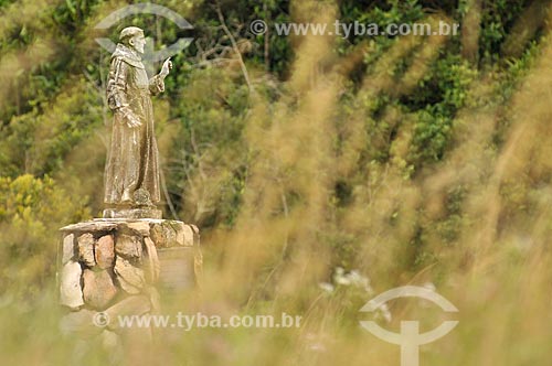  Subject: Statue of Sao Francisco de Assis near to the spring of the Sao Francisco River in Serra da Canastra National Park / Place: Sao Roque de Minas city - Minas Gerais sate ( MG ) - Brazil / Date: 03/2013 