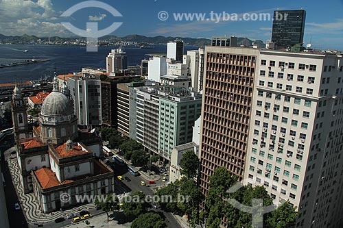  Subject: Candelaria Church,buildings in Presidente Vargas Avenue and Guanabara Bay in the background / Place: Rio de Janeiro city - Rio de Janeiro state (RJ) - Brazil / Date: 04/2013 