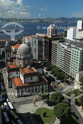  Subject: Candelaria Church,buildings in Presidente Vargas Avenue and Guanabara Bay in the background / Place: Rio de Janeiro city - Rio de Janeiro state (RJ) - Brazil / Date: 04/2013 