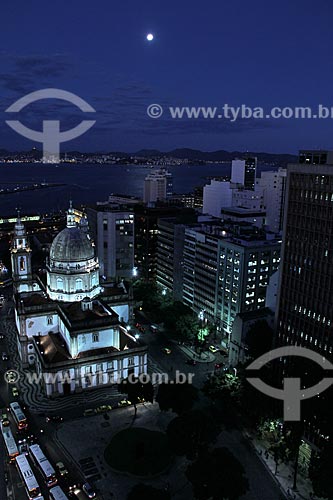  Subject: Candelaria Church,buildings in Presidente Vargas Avenue and Guanabara Bay in the background / Place: Rio de Janeiro city - Rio de Janeiro state (RJ) - Brazil / Date: 04/2013 