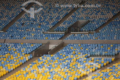  Chairs of Journalist Mario Filho Stadium - also known as Maracana - at test event - match between Ronaldo friends x Bebeto friends marks the reopening of the stadium   - Rio de Janeiro city - Rio de Janeiro state (RJ) - Brazil